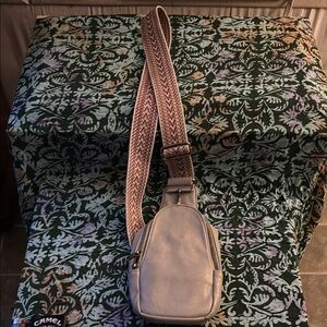 Anthropologie bluish gray Crossbody Bag with Patterned Strap